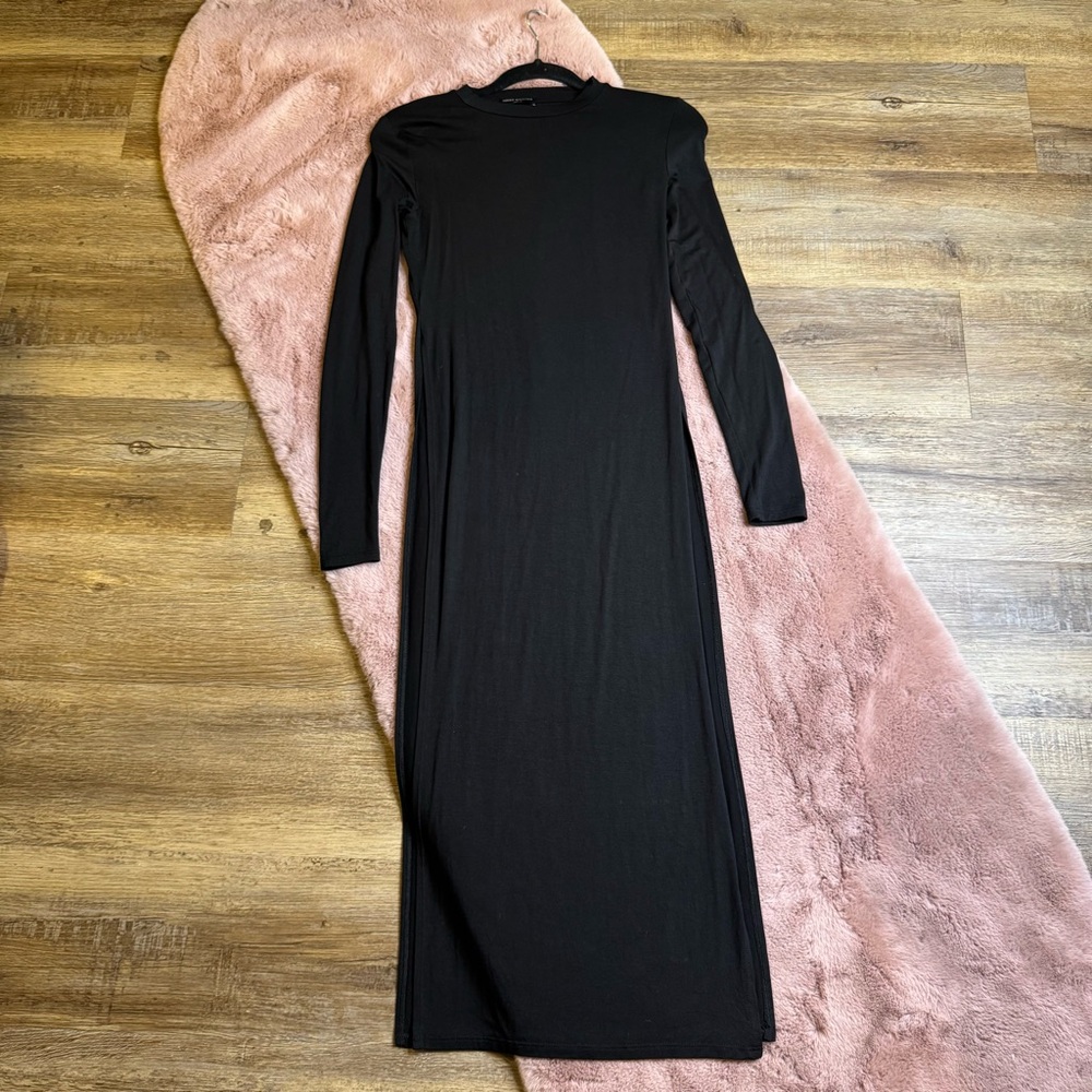 naked wardrobe Black Long Sleeve tunic shirt with slits - Crew Neck